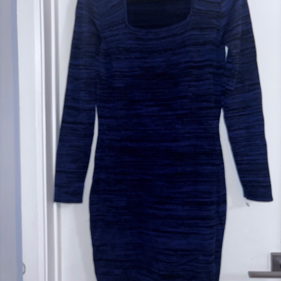Navy blue striped long sleeve dress - Picture 2 of 5